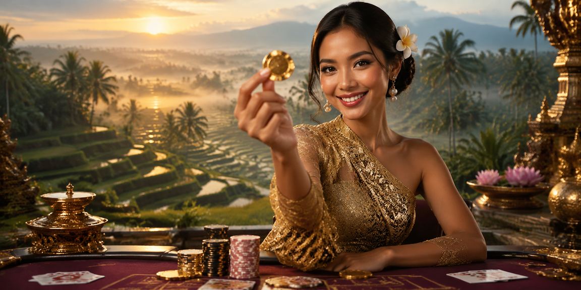 Model wanita menikmati permainan baccarat dengan latar kasino modern di Vietnam